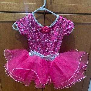 Girls pink and silver dance costume
